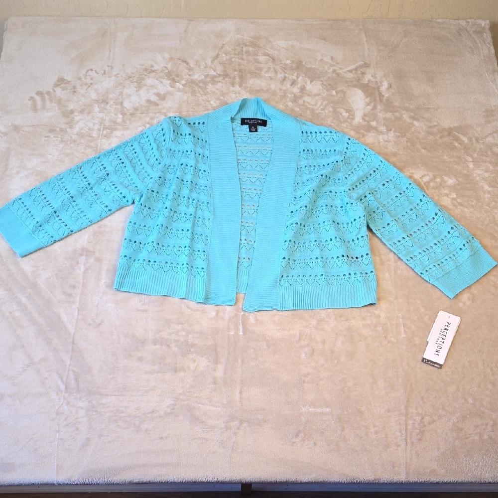 NWT Perceptions New York Turquoise Cardigan